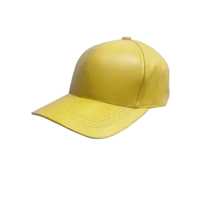 Yellow Men's Genuine Leather Adjustable Baseball Cap