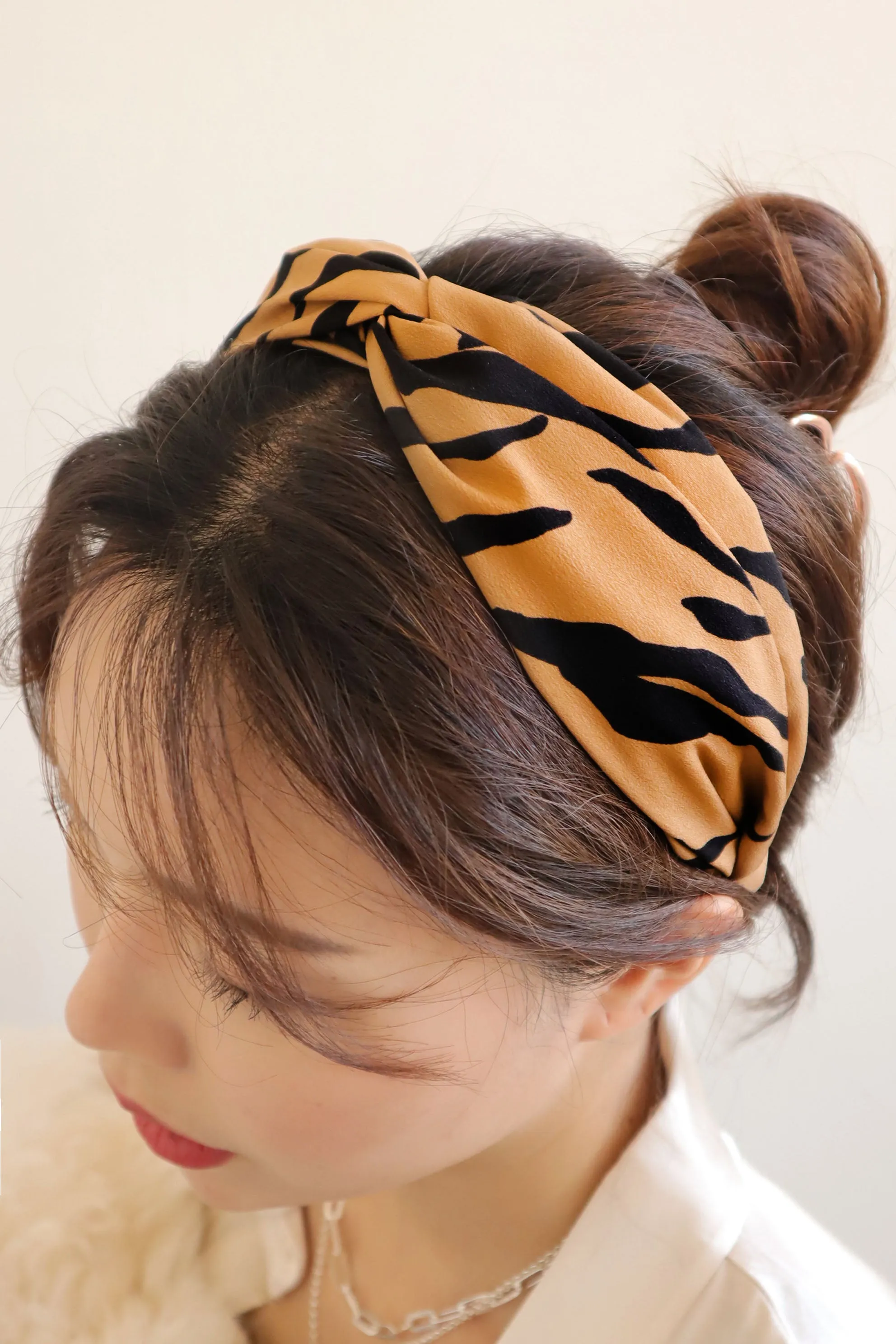 Zebra Stripe Twisted Wide Cross Knot Turban Hairband